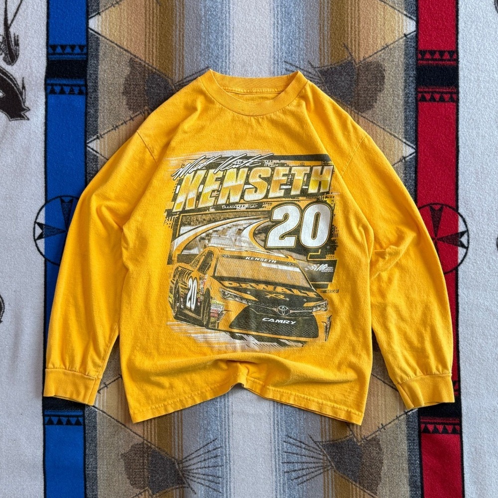 NASCAR Matt Kenseth 20 Joe Gibbs Racing Long Sleeve Shirt Yellow Mens Medium